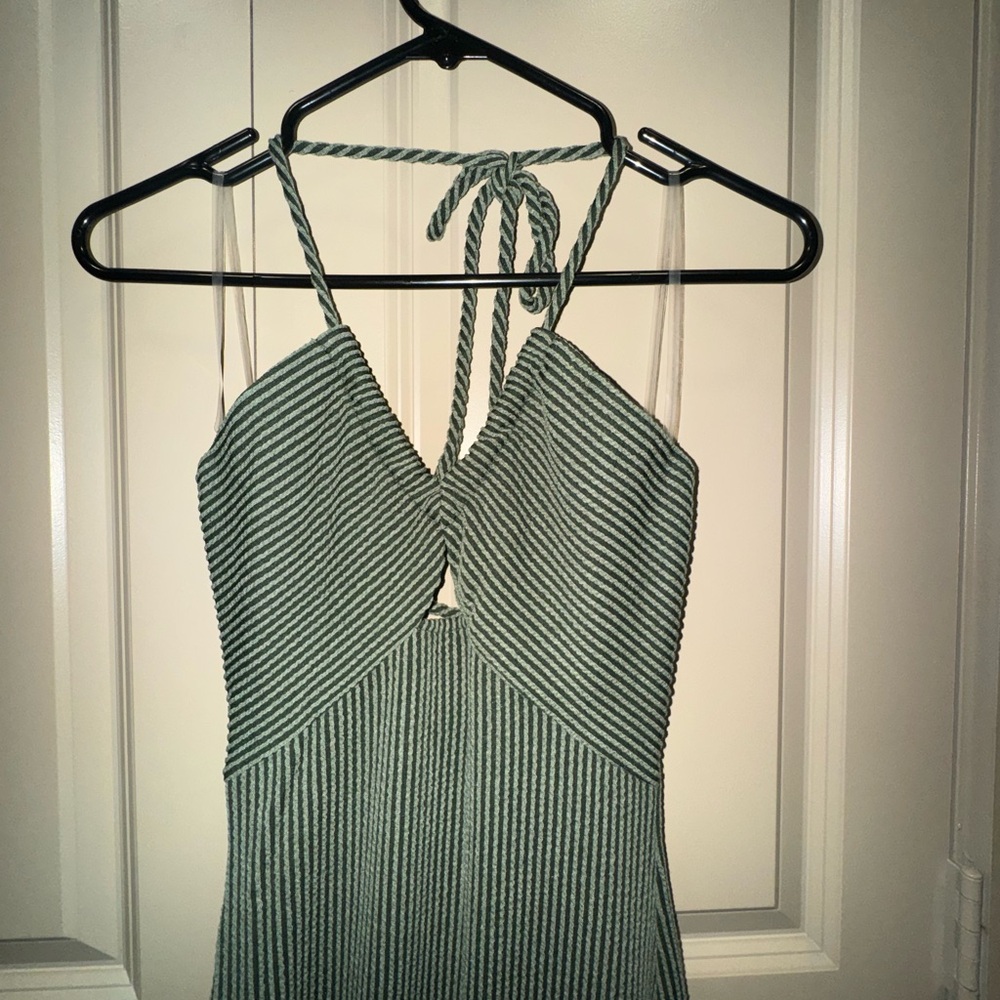 Striped Green Halter Dress
